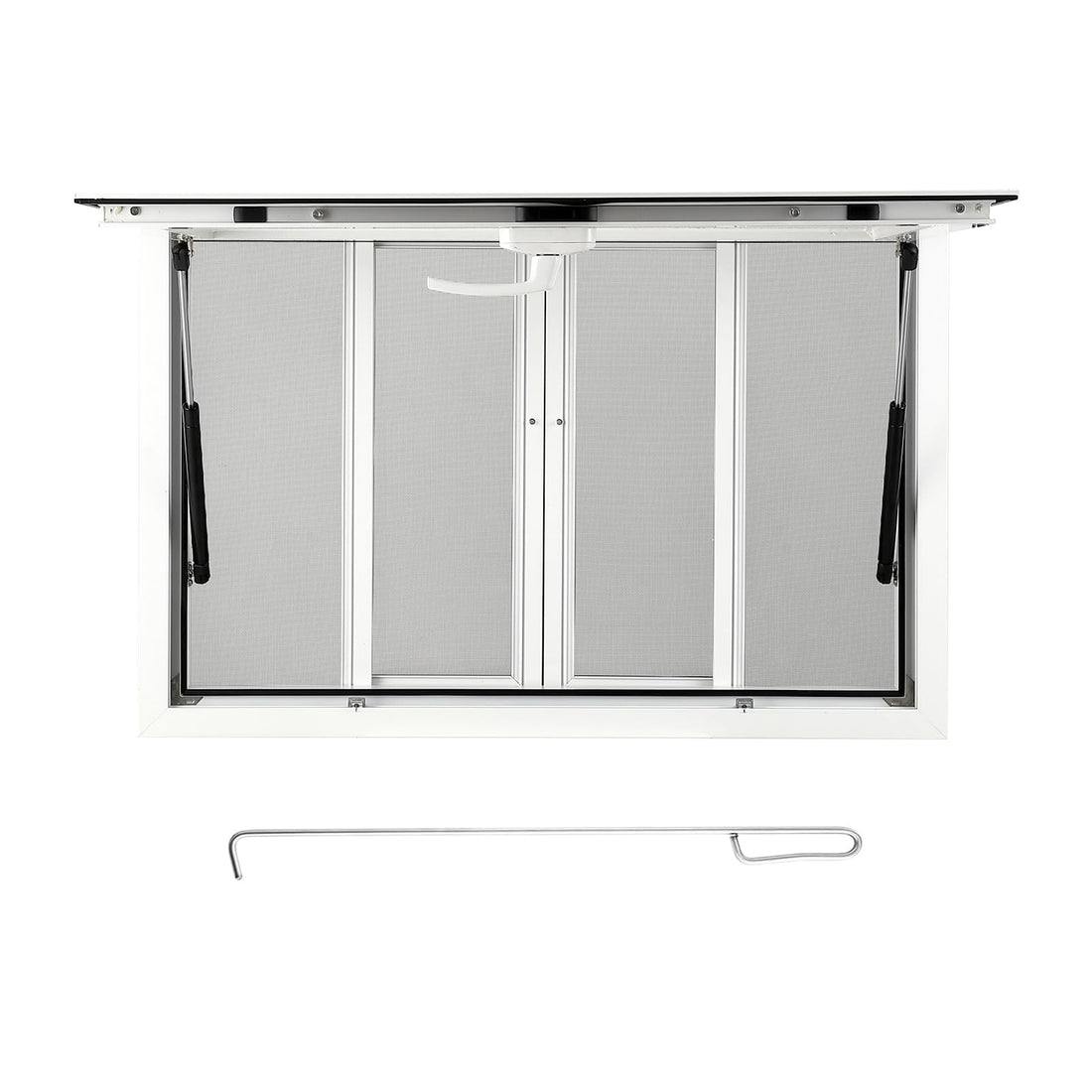 Fenêtre de restauration Garvee 36" x 24" en aluminium avec 4 fenêtres coulissantes et auvent, cadre en acier inoxydable, poignée de sécurité, idéale pour les camions-restaurants