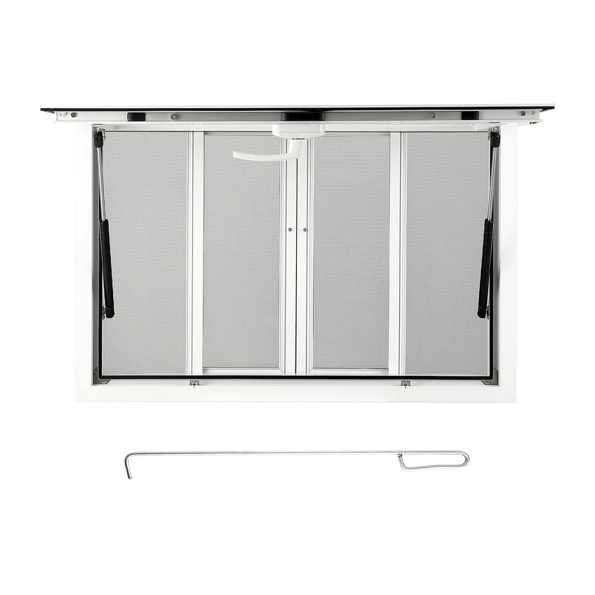 Fenêtre de restauration Garvee 36" x 24" en aluminium avec 4 fenêtres coulissantes et auvent, cadre en acier inoxydable, poignée de sécurité, idéale pour les camions-restaurants