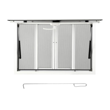 Fenêtre de restauration Garvee 36" x 24" en aluminium avec 4 fenêtres coulissantes et auvent, cadre en acier inoxydable, poignée de sécurité, idéale pour les camions-restaurants