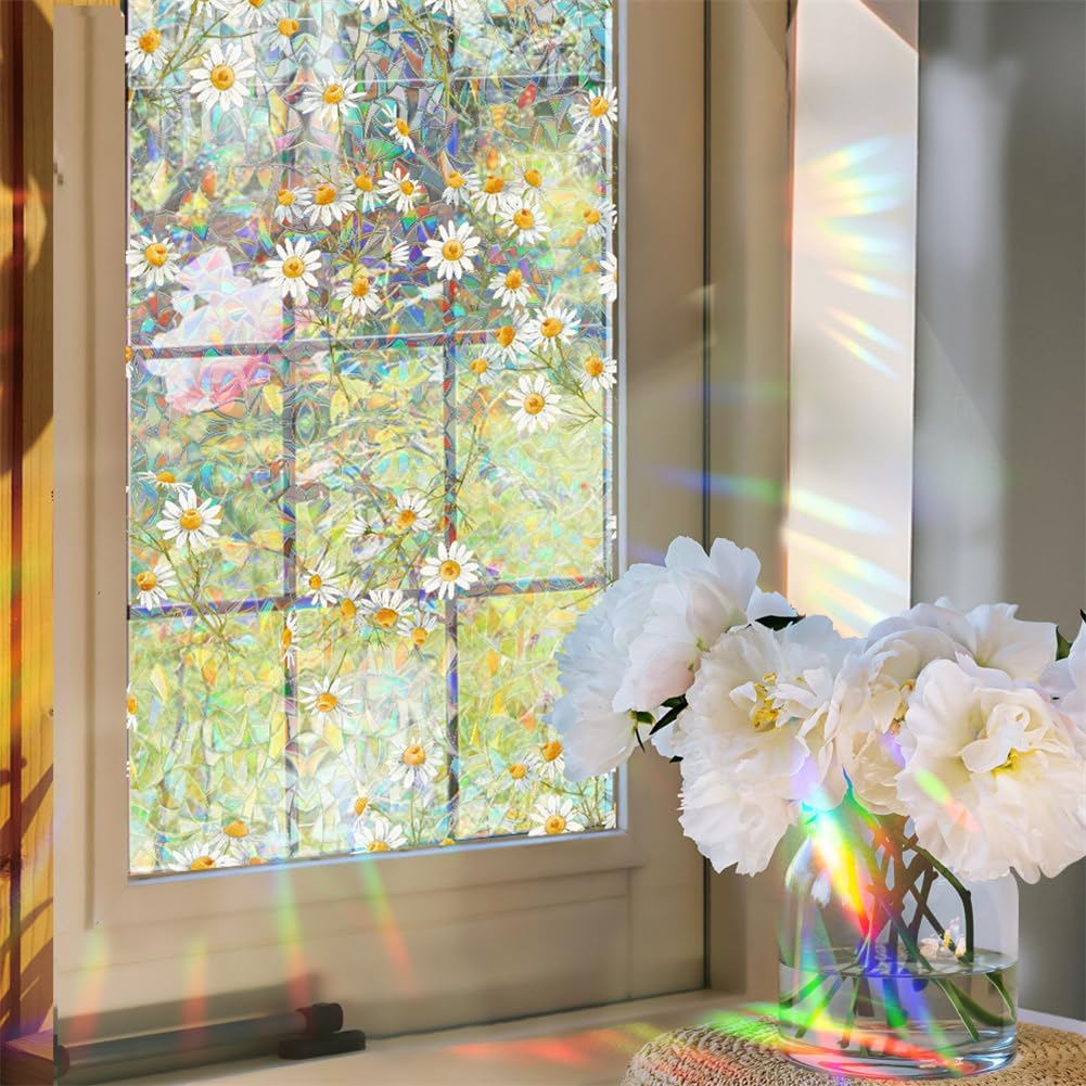 Film de protection solaire pour fenêtres Garvee Vitrail, écran d'intimité sans adhésif, 43 x 100 cm, résistant aux UV, décoratif pour espaces de vie et de travail
