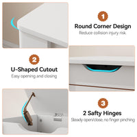 Coffre de rangement Garvee avec 4 roues, 2 charnières de sécurité, banc en bois de 100 cm (39,4 po), capacité de charge de 159 kg (350 lb), blanc, polyvalent pour le salon et le couloir.