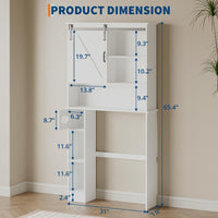 Armoire de rangement Garvee à suspendre aux toilettes avec porte coulissante, étagère réglable, porte-papier toilette, blanche, bois, gain de place pour salle de bain et buanderie
