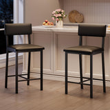 Garvee Tabourets de Bar Set de 2 Sièges Spacieux Dossier Ergonomique Cuir PU Pieds Métalliques 25 Pouces Cuisine et Bar - 