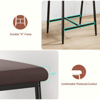 Garvee Tabourets de bar modernes 66 cm avec accoudoirs et dossier, assise large rembourrée, structure métallique, gris et marron, lot de 2