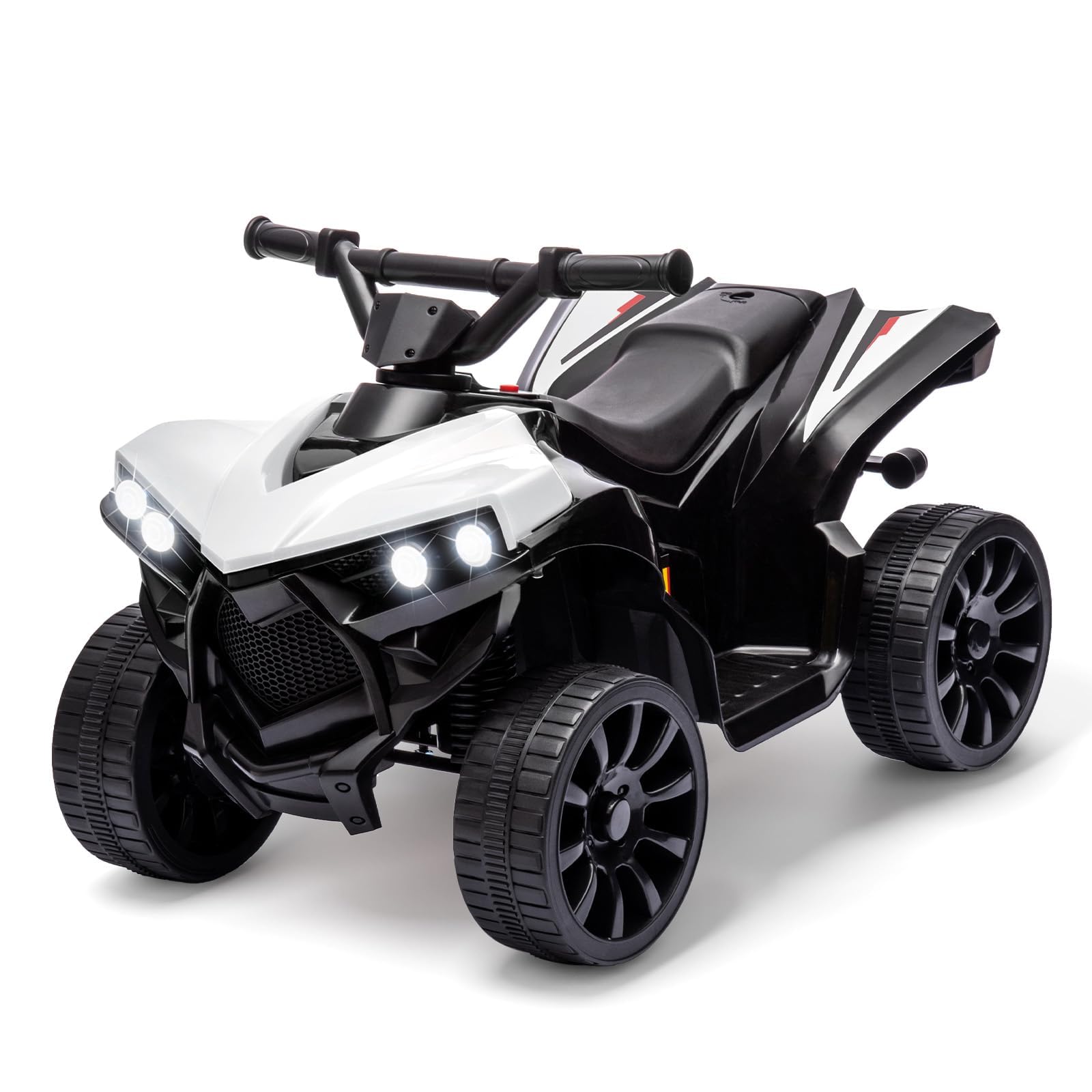 Garvee Quad électrique 6 V pour enfant avec LED, musique et conduite sécurisée, blanc, dès 3 ans