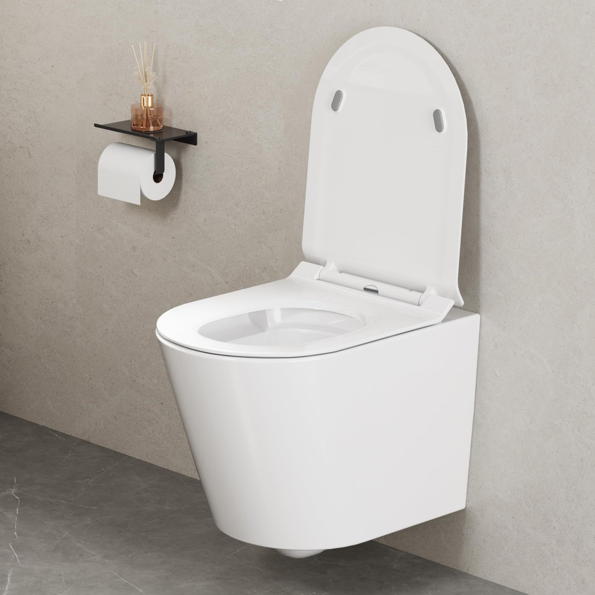 Garvee Abattant WC forme D blanc, UF Duroplast, fermeture douce automatique, déclipsage rapide, charnières réglables, salle de bain moderne