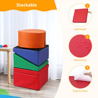 Garvee Parcours de Motricité en Mousse PU pour Enfants, 5 Blocs Antidérapants, 180 × 51 × 38 cm, Jeu d’Intérieur