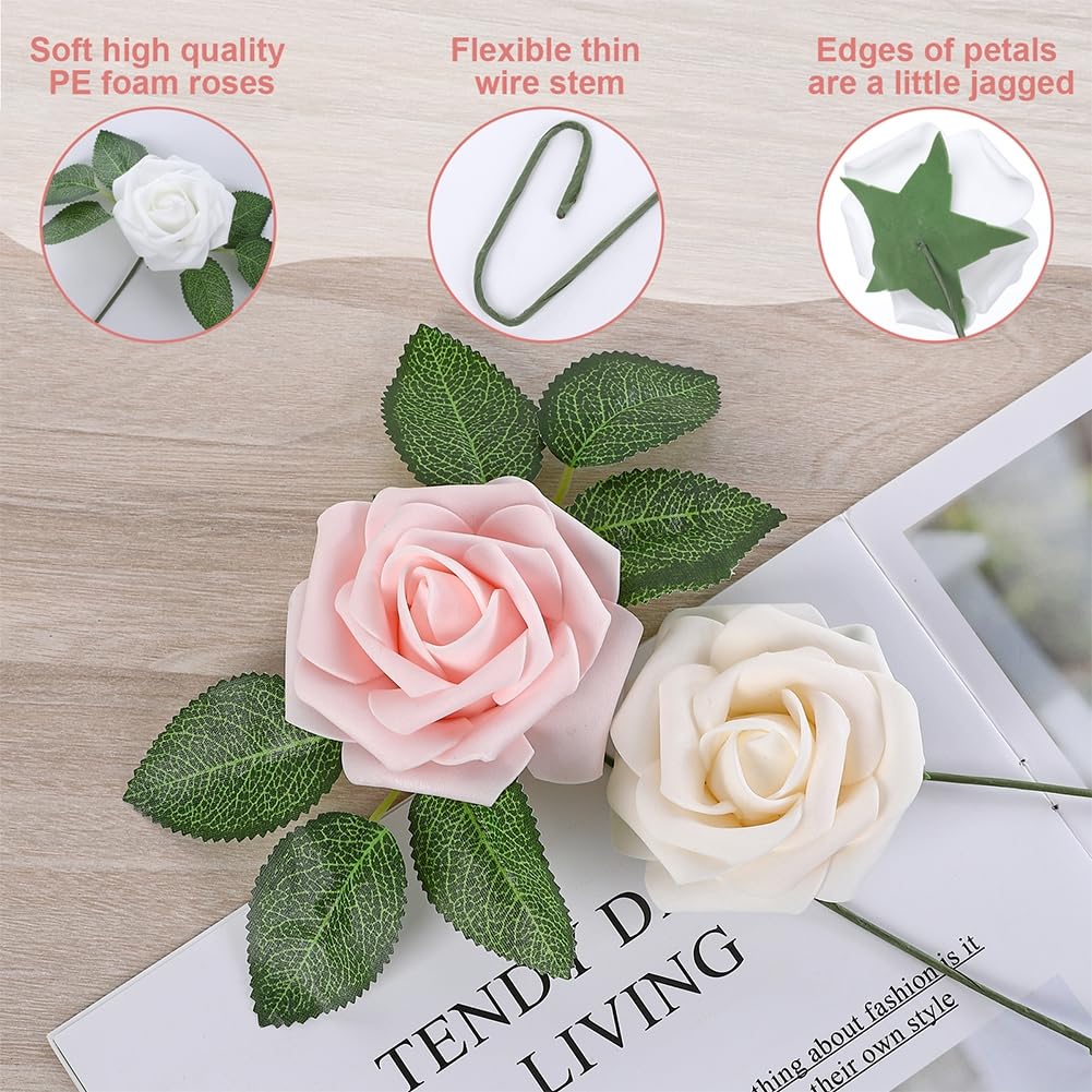Coffret de roses artificielles Garvee avec 25 roses en savon bleues et rouges, mousse de latex, cadeau romantique pour la Saint-Valentin et la fête des mères