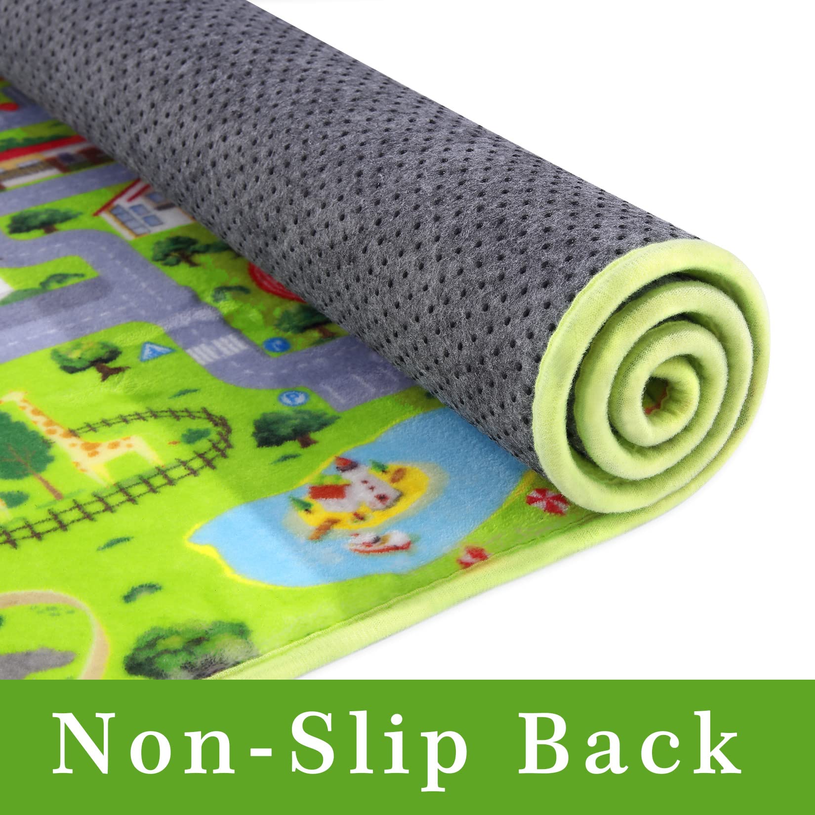 Tapis enfant Garvee, motif rue, mousse à mémoire de forme douce et antidérapante, gris, 100 x 160 cm, salle de jeux