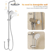 Colonne de douche GARVEE Rain Shower sans accessoires chromés – Colonne de douche ronde en acier inoxydable 25 cm