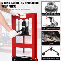 Presse hydraulique Garvee 6 tonnes, châssis en acier à cadre en H réglable pour atelier/garage, 6 tonnes, acier