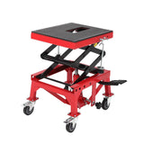 Pont élévateur hydraulique Garvee pour motos, capacité de levage de 159 kg, commande au pied et 4 roues, pour atelier et garage, châssis en acier, rouge