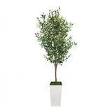Garvee Olivier Artificiel en Pot Blanc, Tronc Plastique, Feuillage Réaliste, Décor Intérieur et Extérieur, Hauteur Élevée - 12