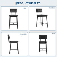Ensemble de 2 tabourets de bar Garvee, en cuir PU, rembourrage épais, pieds en métal, dossier et repose-pieds, idéal pour îlot de cuisine, 65 cm (25,6 pouces), stable et élégant.