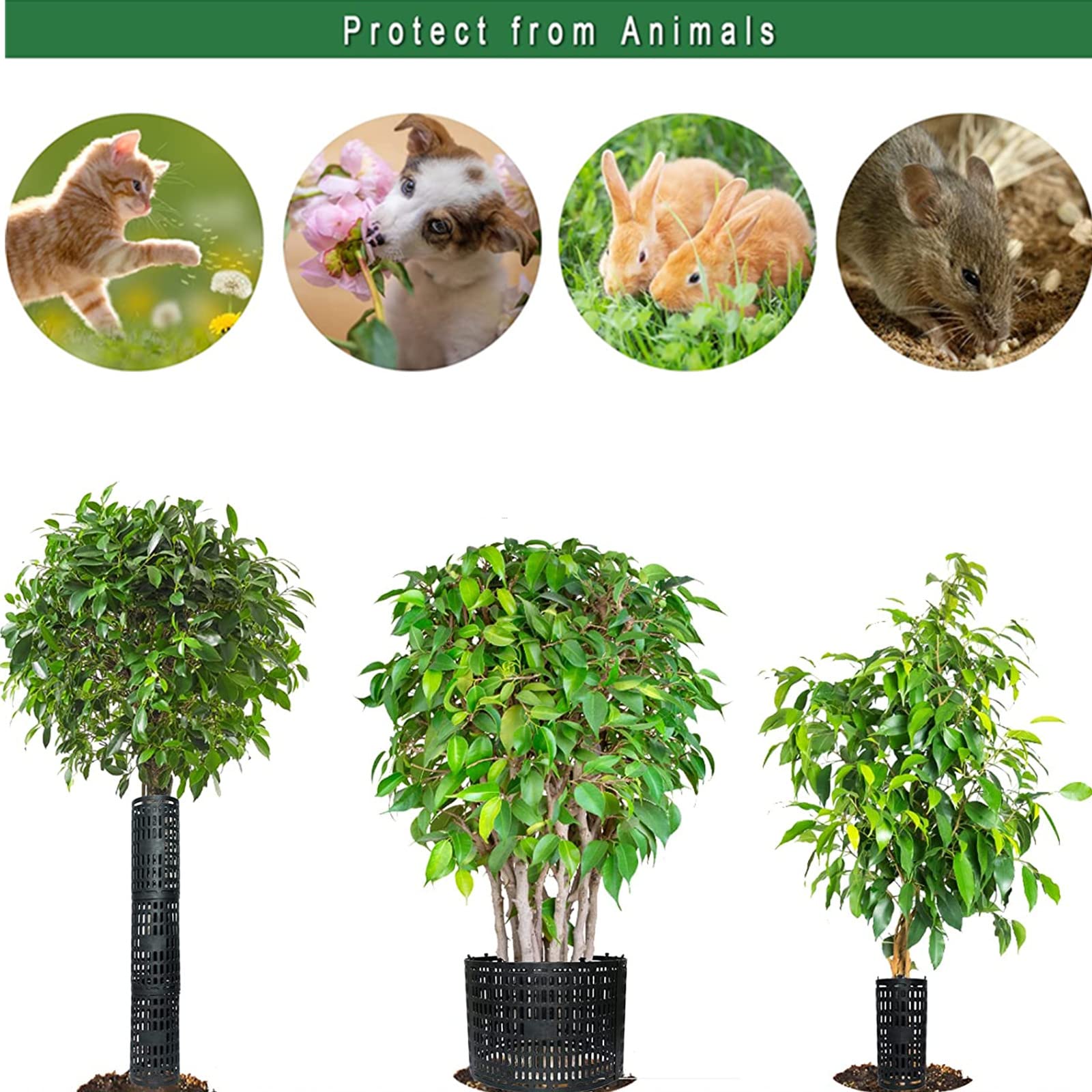 Garvee Protège-tronc extensible 25 × 37 cm en PVC résistant aux UV, housse de protection noire pour arbres, lot de 10 pièces