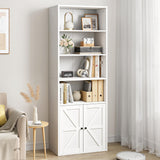 Garvee bibliothèque blanche avec portes, style industriel, 6 étagères, bois, profondeur 30 cm, hauteur 181 cm, idéale pour une maison de campagne, un salon ou un bureau - Blanc