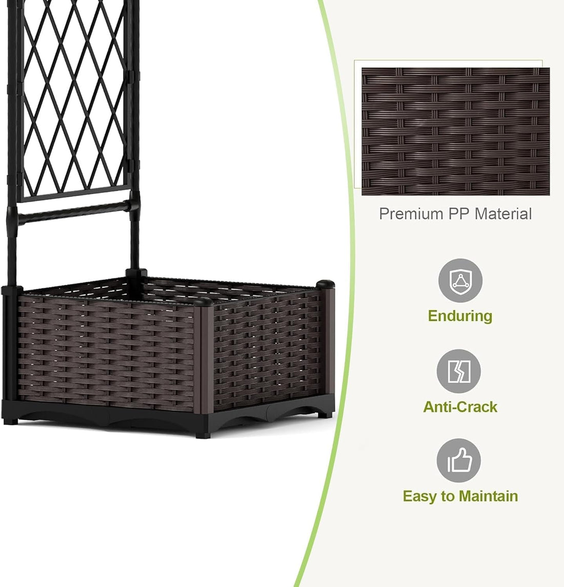 Arche de jardin Garvee avec 2 jardinières, arche en métal revêtu de PE résistant aux intempéries pour le jardin et les fêtes, robuste, facile à monter, noire