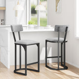 Garvee lot de 2 tabourets de bar gris en velours, hauteur 67 cm, dossier ergonomique, pour cuisine et îlot