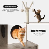 Mobilier pour chat Garvee 3-en-1 avec griffoir, poteaux à griffer en sisal, espace de détente moelleux pour salon et chambre, plusieurs niveaux, gris-beige