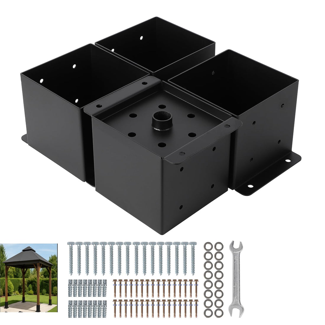 Supports de poteaux robustes Garvee 6x6 en acier pour patio, clôture et pergola, 14,6 x 14,6 cm (5,75 x 5,75 pouces), revêtement en poudre antirouille.