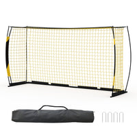 Garvee but de football pliable 366 × 183 cm, cadre métallique robuste, noir et jaune, pour jardin et entraînement