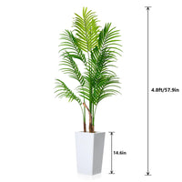Palmier artificiel Areca Garvee de 1,46 m avec pot blanc haut, feuilles réalistes, PEVA imperméable, décoration intérieure pour salon ou bureau