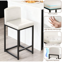 Ensemble de 2 tabourets de bar Garvee, style moderne, hauteur 61 cm, revêtement en similicuir, structure en métal, idéal pour la cuisine et la salle à manger, gain de place, noir