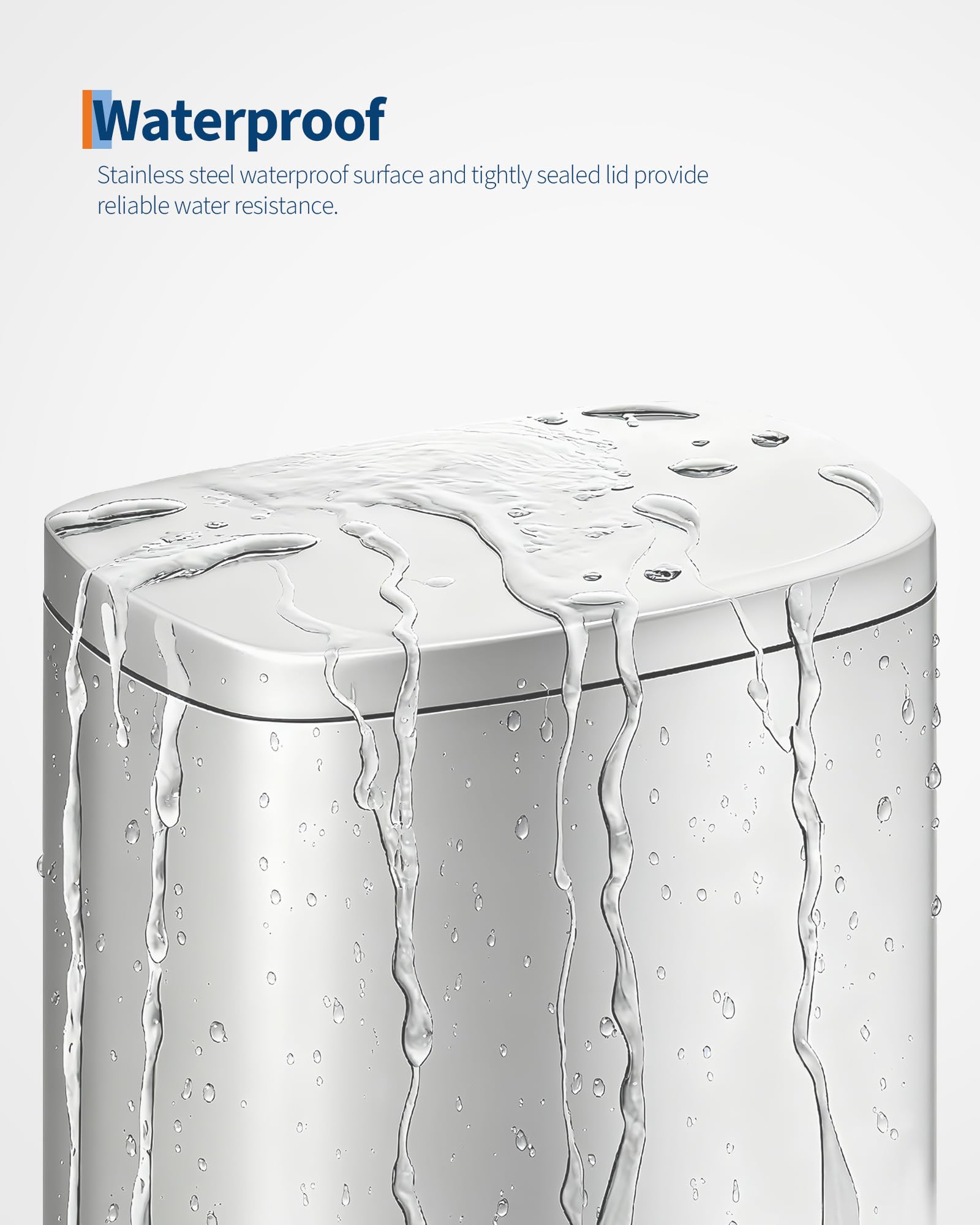 Ensemble de poubelles Garvee 13 gal et 2,6 gal en acier inoxydable avec couvercle à fermeture douce pour la cuisine et la salle de bain, argenté, poignée ergonomique