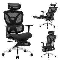 Garvee Chaise de bureau ergonomique avec repose-pieds, réglable, en maille respirante, dossier haut, noire