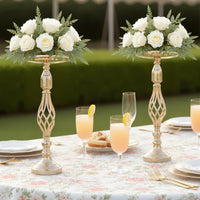 Supports à fleurs en métal Garvee, lot de 10, décoration de table de mariage, élégants modèles rotatifs, métal et cristal, antirouille, pour les fêtes et la maison, 52 cm, argent