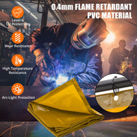 Écran de soudage Garvee à 3 panneaux de 1,8 x 1,8 m avec cadre en acier, ignifugé, protection UV, PVC transparent, sur roulettes pour une utilisation sans obstacle en atelier