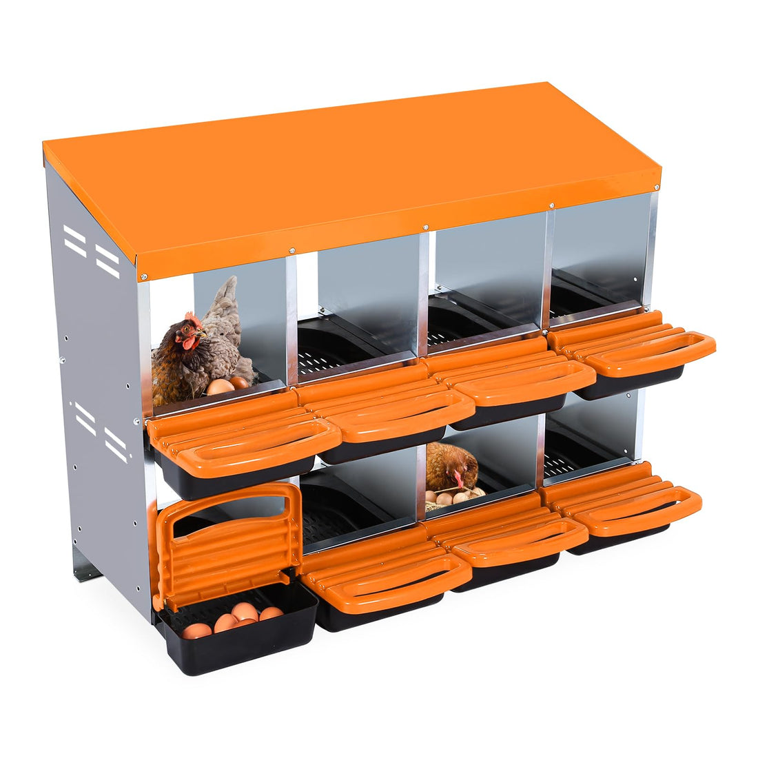 Nichoir à poules Garvee 8 trous 107×52×79 cm – Orange, pour 12 à 20 poules dans les grands poulaillers