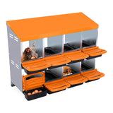 Garvee Pondoir pour Poules 8 Compartiments, Acier Galvanisé et PP, Poignées, Système Roll Away, Installation Murale, Durable et Facile à Nettoyer, Orange