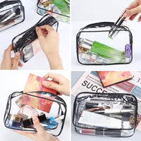 Garvee Ensemble de 18 trousses de maquillage transparentes, imperméables et zippées, idéales pour les voyages, Noir