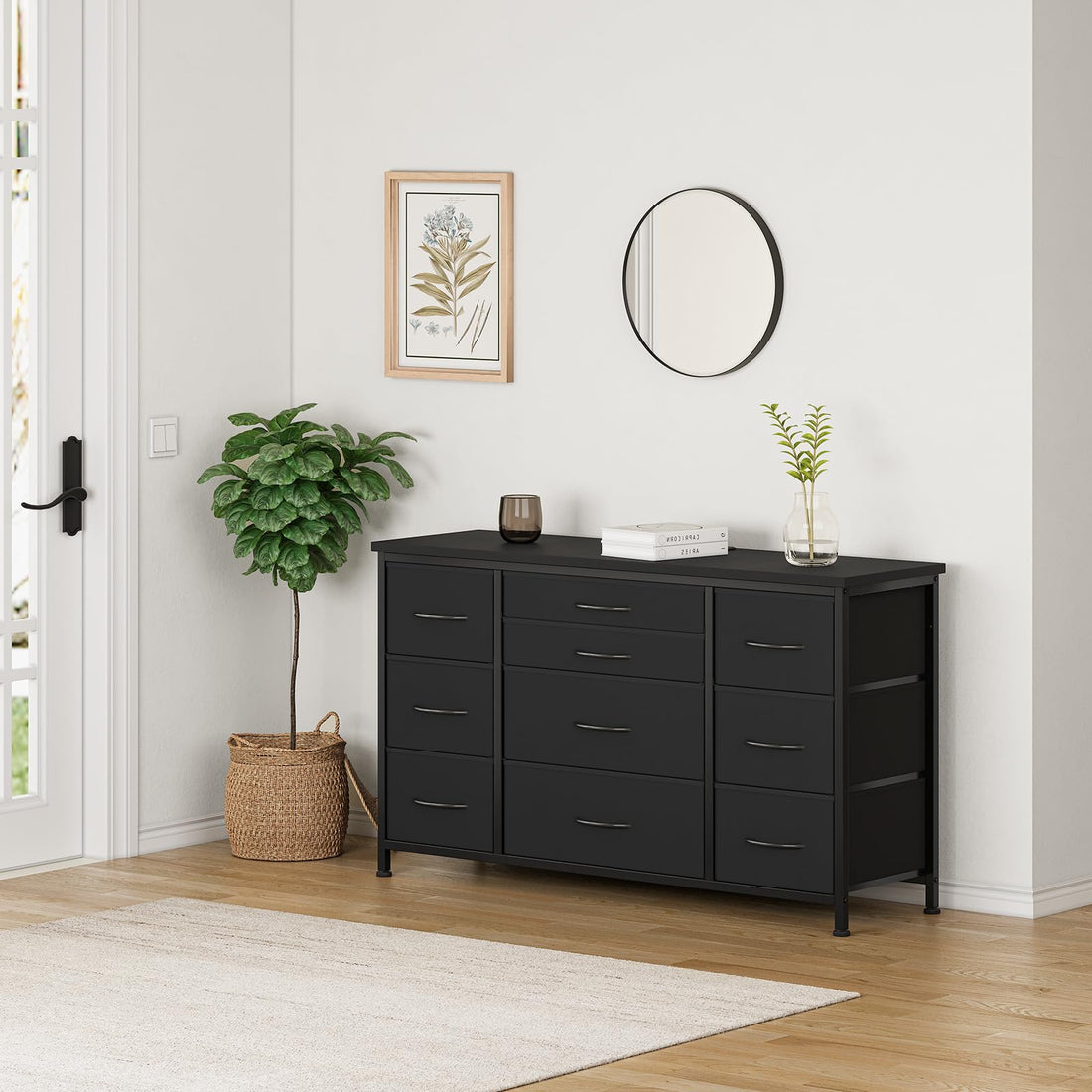 Garvee commode industrielle à 10 tiroirs, métal et MDF, idéale pour les chambres d'enfants, 121 × 39 × 70 cm, multicolore