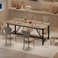 Table de salle à manger rectangulaire Garvee pour 6 à 8 personnes, structure robuste en MDF et acier, style industriel, gris rétro, idéale pour les salles à manger et les grands espaces.