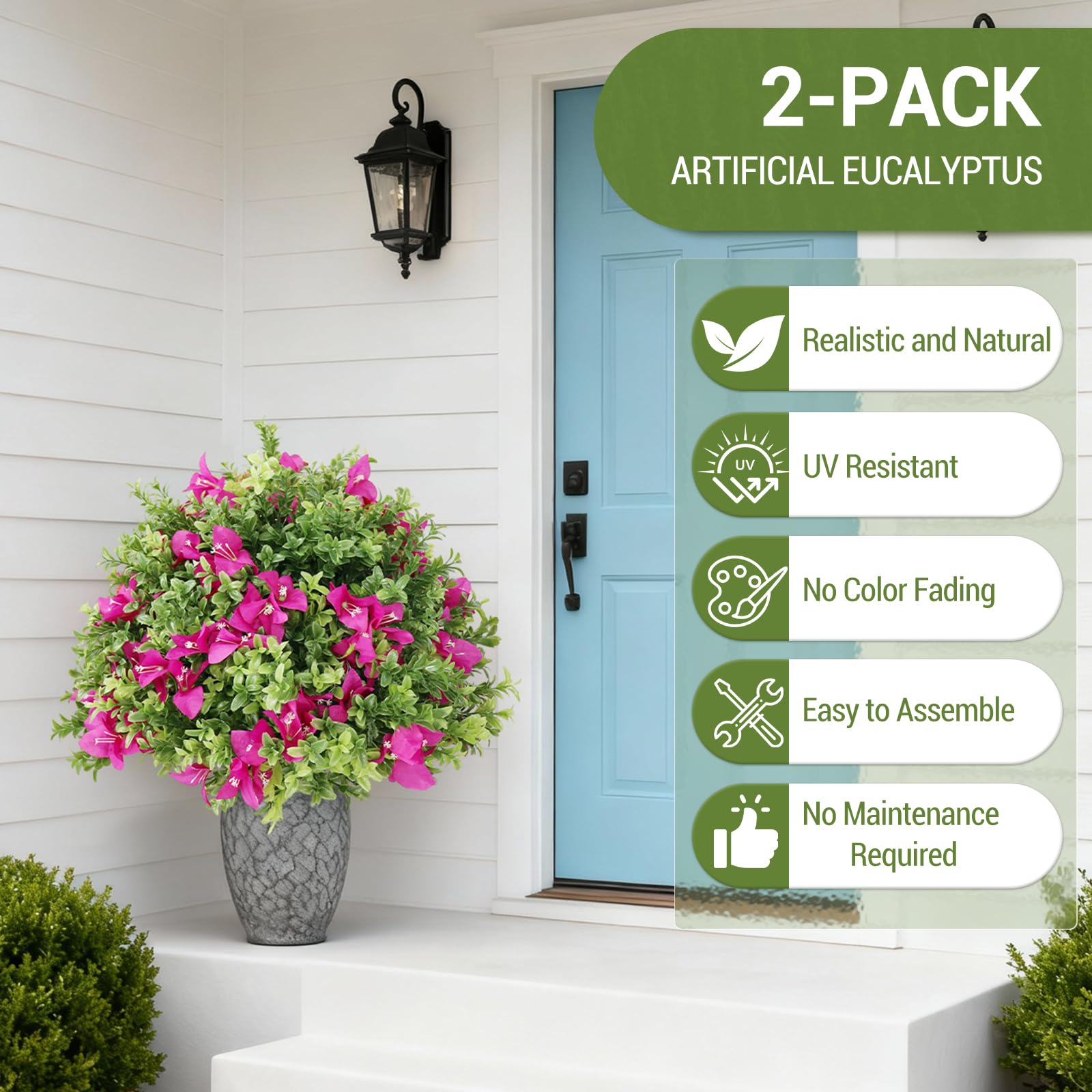 Garvee Lot de 2 arbres artificiels de 61 cm, plantes réalistes et durables pour décoration intérieure et extérieure, vert