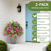 Garvee Lot de 2 arbres artificiels de 61 cm, plantes réalistes et durables pour décoration intérieure et extérieure, vert