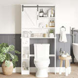 Armoire de rangement Garvee à suspendre aux toilettes avec porte coulissante, étagère réglable, porte-papier toilette, blanche, bois, gain de place pour salle de bain et buanderie