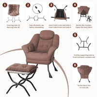Fauteuil de lecture ergonomique Garvee Lazy Chair avec repose-pieds, pliable, garnissage en coton PP, housse amovible et lavable, design moderne et confortable, gris.