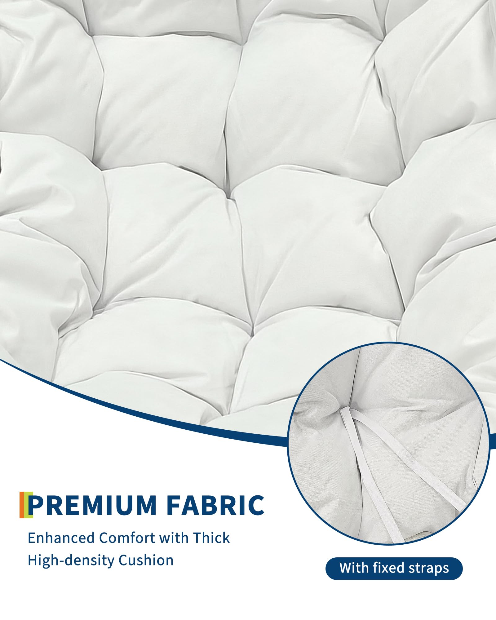 Garvee Fauteuil œuf à bascule intérieur extérieur, rotin effet naturel, format oversize, coussin rembourré en oléfine résistante, jardin et porche
