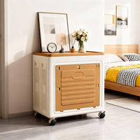 Boîte de rangement pliable Garvee, grand modèle 95 L avec couvercle et roulettes, idéale pour placard, salle de bain, chambre, cuisine, bureau, 48 x 36 x 56 cm, multicolore