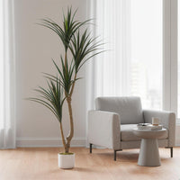 Arbre dracaena artificiel Garvee pour intérieur avec pot blanc, idéal pour un salon moderne. Facile d'entretien, durable et hypoallergénique.
