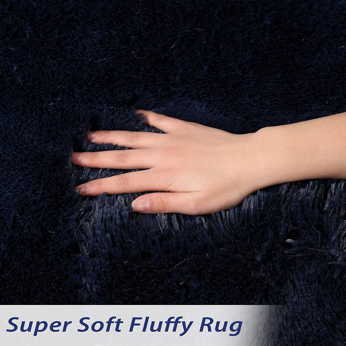 Tapis Garvee bleu marine extra large 2,74 m x 3,66 m, en polyester haute densité moelleux et antidérapant, pour salon ou chambre d'enfant