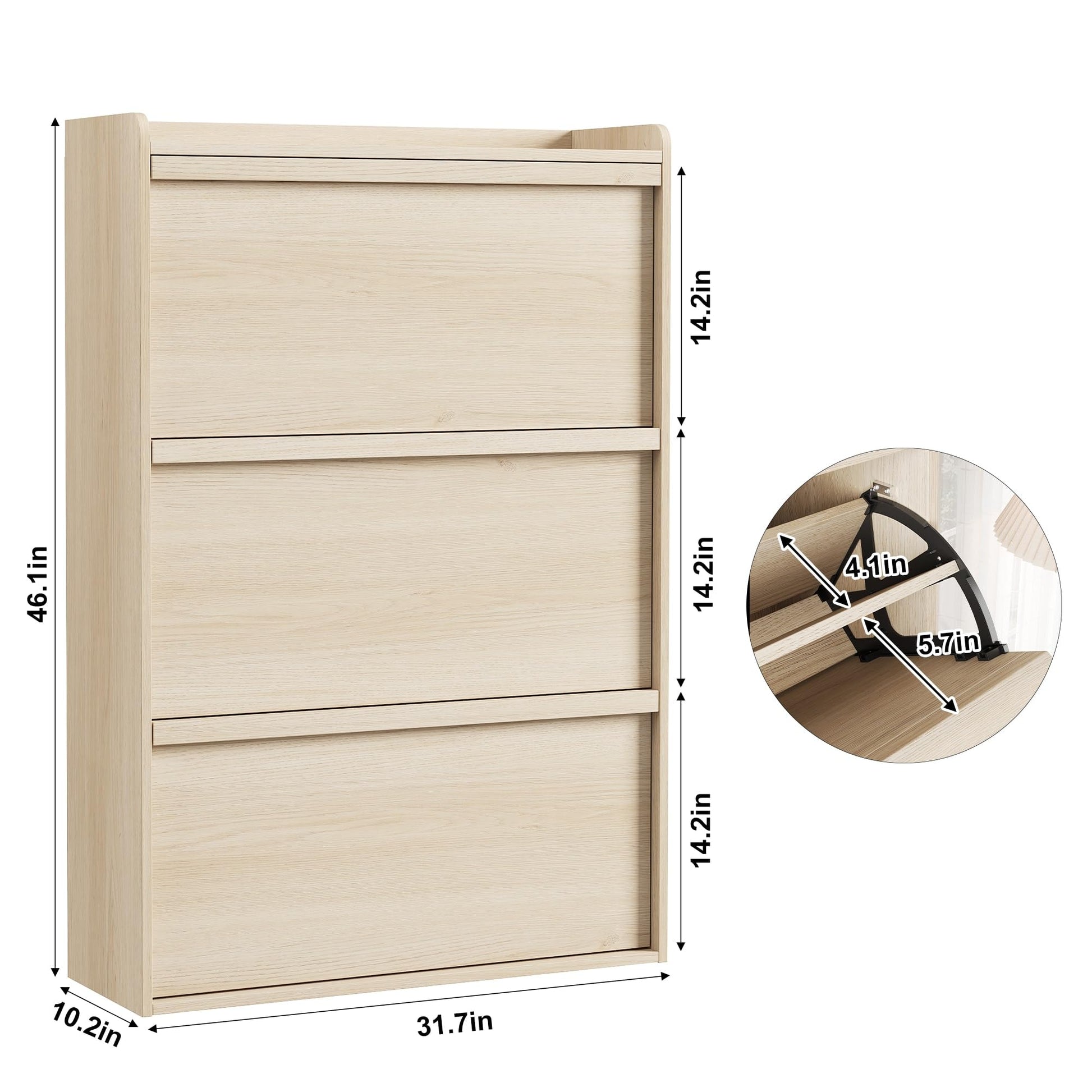 Meuble à chaussures Garvee avec 3 compartiments pliables, étagère réglable, en MDF, pour entrée et salon, 80,5 x 26 x 117 cm, blanc