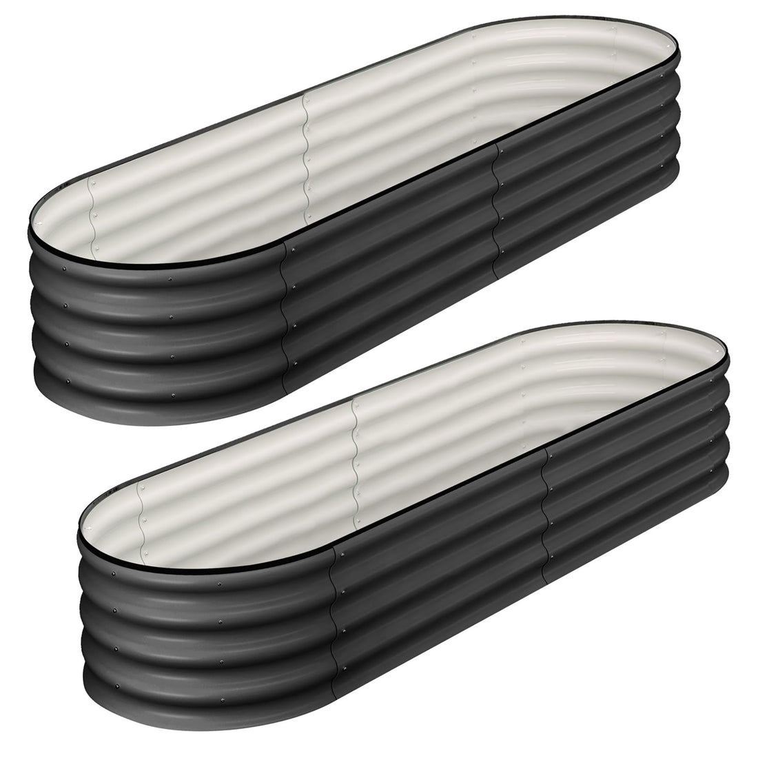 Jardinière surélevée ovale Garvee, acier galvanisé, double protection anticorrosion, fond ouvert, 137 x 61 x 30 cm, grise, pour jardin et terrasse