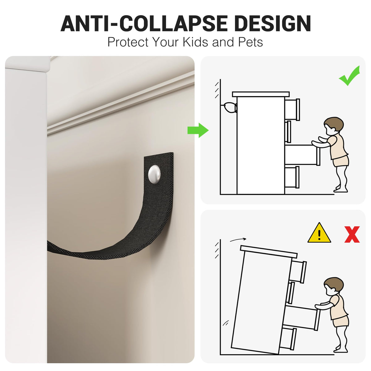 Garvee commode moderne blanche à 6 tiroirs, poignées dorées, pour la chambre et le salon