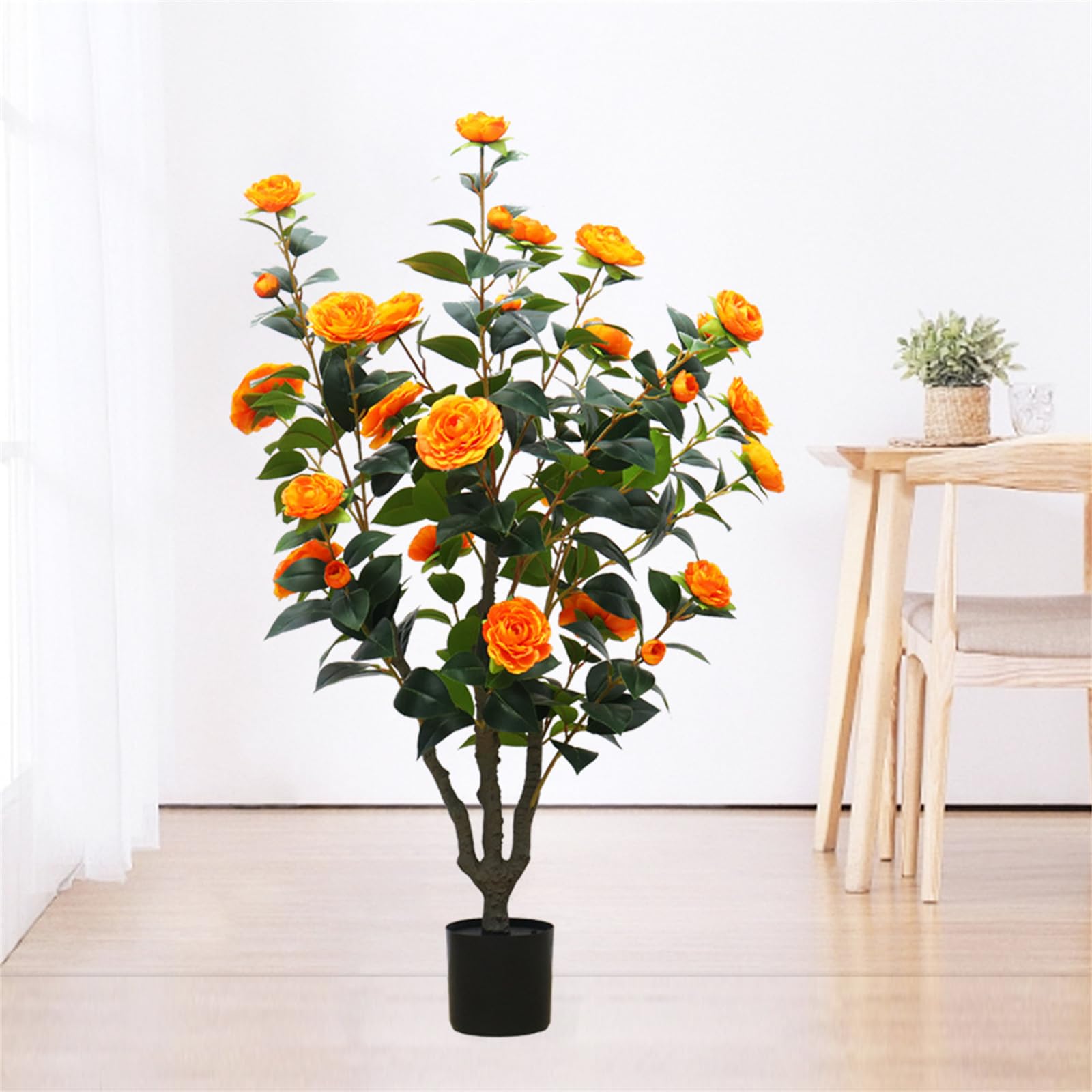 Camélia artificiel Garvee, 1 pièce, 1 m (3,28 pi), fleurs réalistes, résistant aux UV, entretien facile, pour une utilisation intérieure et extérieure, vert