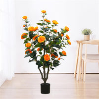 Camélia artificiel Garvee, 1 pièce, 1 m (3,28 pi), fleurs réalistes, résistant aux UV, entretien facile, pour une utilisation intérieure et extérieure, vert