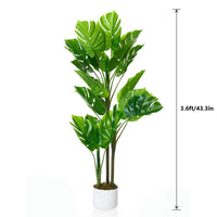 Monstera artificiel Garvee, 1,1 m, résistant aux UV, pot en ciment stable, sans entretien, décoration intérieure pour salon ou bureau, vert
